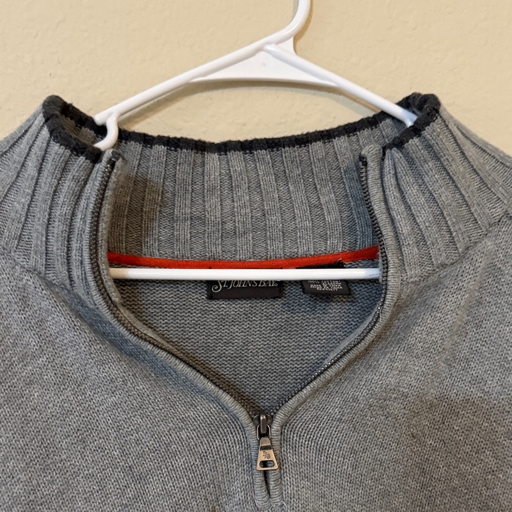 St. John's Bay Men's Charcoal Zip-Up Sweater - Picture 4 of 7